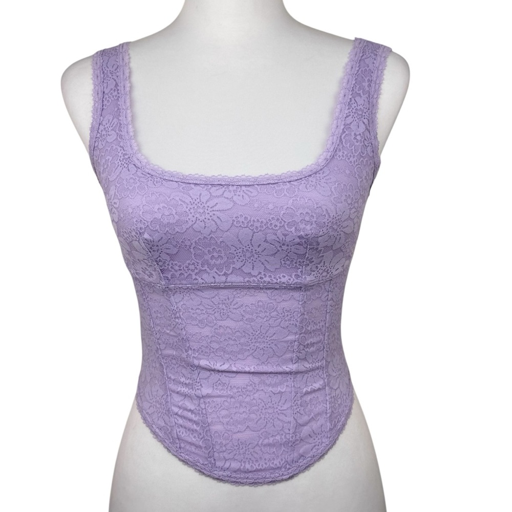 NWT PiNK Victoria’s Secret The Cinched Corset Lavender Lace Bralette Tank Top